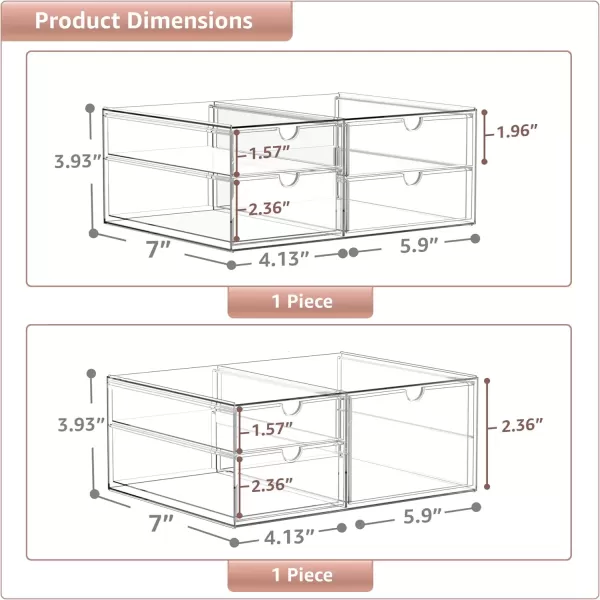 imageSorbus Makeup Organizer With 6 Drawers Acrylic Drawer Organizer for Makeup Office Organization and Storage Art Supplies Jewelry Stationary  4 Pcs Clear Stackable Storage Bins Organizer Drawers7 Drawers