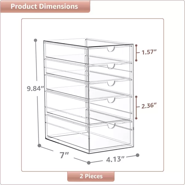imageSorbus Makeup Organizer With 6 Drawers Acrylic Drawer Organizer for Makeup Office Organization and Storage Art Supplies Jewelry Stationary  4 Pcs Clear Stackable Storage Bins Organizer Drawers10 Drawers