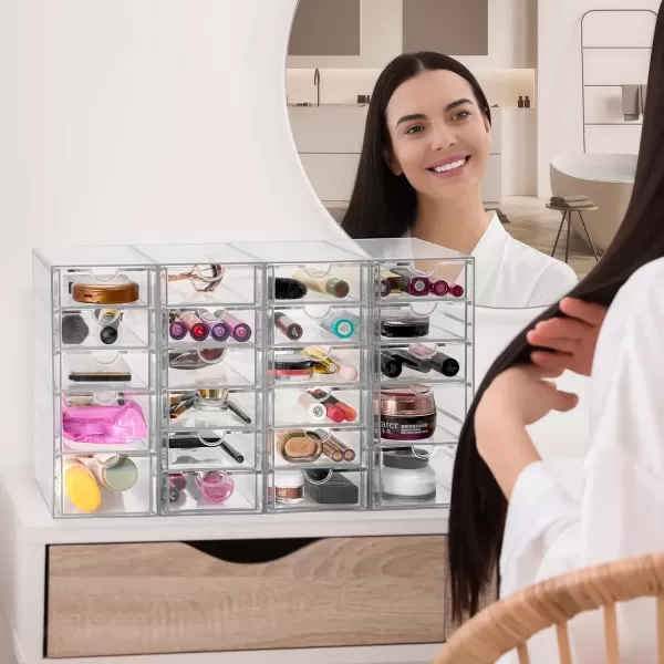 imageSorbus Makeup Organizer With 6 Drawers Acrylic Drawer Organizer for Makeup Office Organization and Storage Art Supplies Jewelry Stationary  4 Pcs Clear Stackable Storage Bins Organizer Drawers22 Drawers