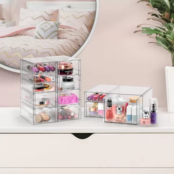 imageSorbus Makeup Organizer With 6 Drawers Acrylic Drawer Organizer for Makeup Office Organization and Storage Art Supplies Jewelry Stationary  4 Pcs Clear Stackable Storage Bins Organizer Drawers12 Drawers