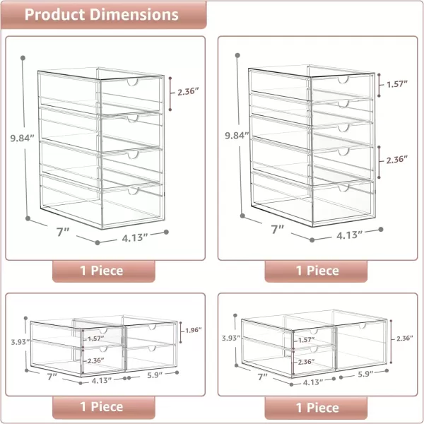 imageSorbus Makeup Organizer With 6 Drawers Acrylic Drawer Organizer for Makeup Office Organization and Storage Art Supplies Jewelry Stationary  4 Pcs Clear Stackable Storage Bins Organizer Drawers16 Drawers