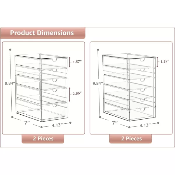 imageSorbus Makeup Organizer With 6 Drawers Acrylic Drawer Organizer for Makeup Office Organization and Storage Art Supplies Jewelry Stationary  4 Pcs Clear Stackable Storage Bins Organizer Drawers22 Drawers