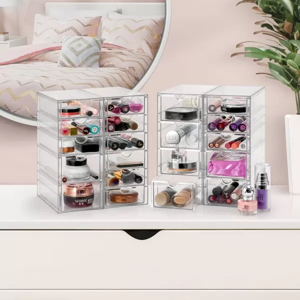 imageSorbus Makeup Organizer With 6 Drawers Acrylic Drawer Organizer for Makeup Office Organization and Storage Art Supplies Jewelry Stationary  4 Pcs Clear Stackable Storage Bins Organizer Drawers20 Drawers