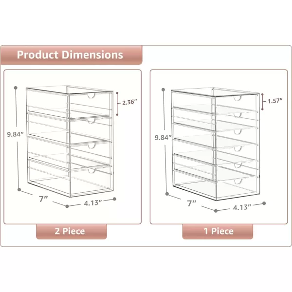 imageSorbus Makeup Organizer With 6 Drawers Acrylic Drawer Organizer for Makeup Office Organization and Storage Art Supplies Jewelry Stationary  4 Pcs Clear Stackable Storage Bins Organizer Drawers14 Drawers