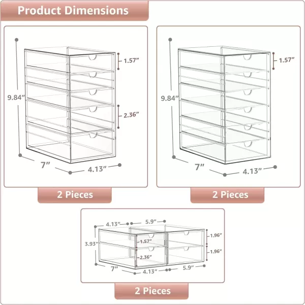 imageSorbus Makeup Organizer With 6 Drawers Acrylic Drawer Organizer for Makeup Office Organization and Storage Art Supplies Jewelry Stationary  4 Pcs Clear Stackable Storage Bins Organizer Drawers30 Drawers
