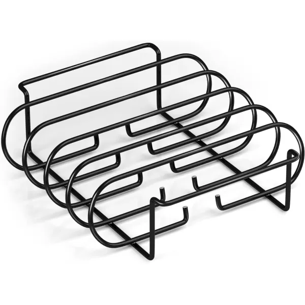 imageSorbus NonStick Rib Rack  Porcelain Coated Steel Roasting Stand  Holds 4 Rib Racks for Grilling ampamp Barbecuing  Perfect BBQ Accessories for Smoker and Grill  Durable and Convenient Design BlackBlack