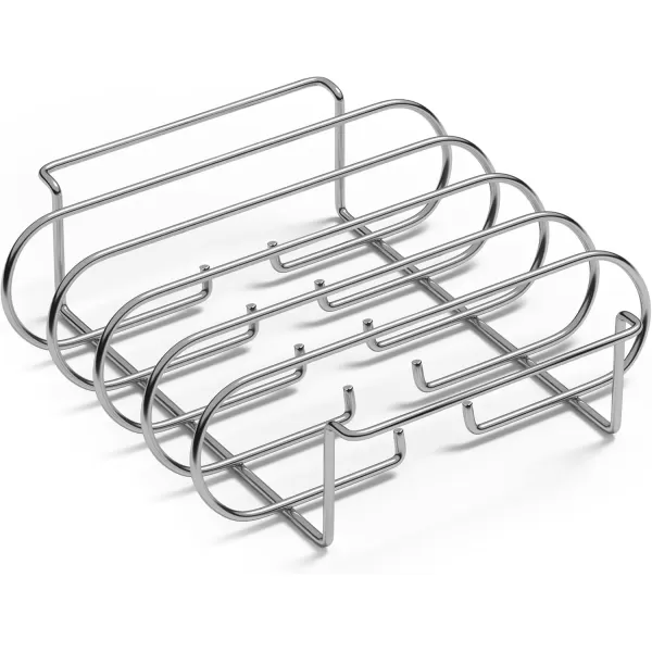 imageSorbus NonStick Rib Rack  Porcelain Coated Steel Roasting Stand  Holds 4 Rib Racks for Grilling ampamp Barbecuing  Perfect BBQ Accessories for Smoker and Grill  Durable and Convenient Design BlackStainless Steel