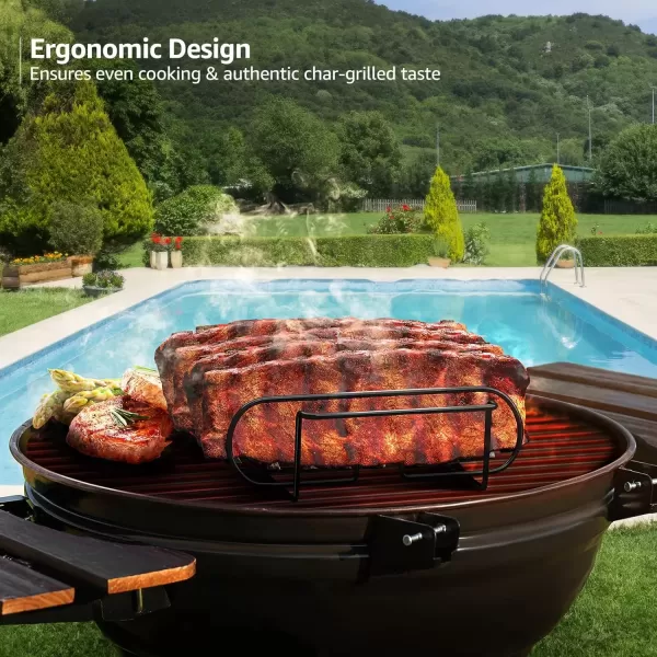 imageSorbus NonStick Rib Rack  Porcelain Coated Steel Roasting Stand  Holds 4 Rib Racks for Grilling ampamp Barbecuing  Perfect BBQ Accessories for Smoker and Grill  Durable and Convenient Design BlackBlack