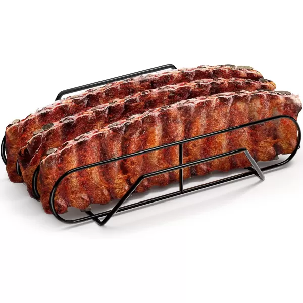 imageSorbus NonStick Rib Rack  Porcelain Coated Steel Roasting Stand  Holds 4 Rib Racks for Grilling ampamp Barbecuing  Perfect BBQ Accessories for Smoker and Grill  Durable and Convenient Design BlackBlack