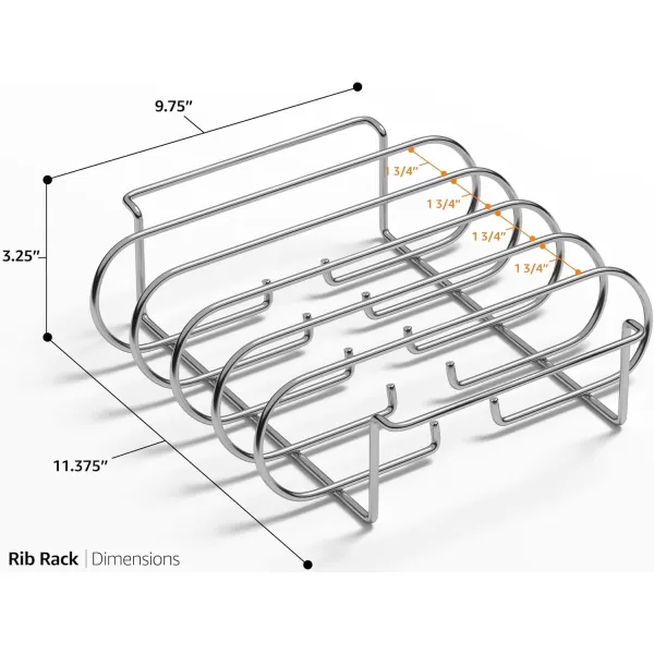 imageSorbus NonStick Rib Rack  Porcelain Coated Steel Roasting Stand  Holds 4 Rib Racks for Grilling ampamp Barbecuing  Perfect BBQ Accessories for Smoker and Grill  Durable and Convenient Design BlackStainless Steel