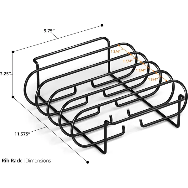 imageSorbus NonStick Rib Rack  Porcelain Coated Steel Roasting Stand  Holds 4 Rib Racks for Grilling ampamp Barbecuing  Perfect BBQ Accessories for Smoker and Grill  Durable and Convenient Design BlackBlack