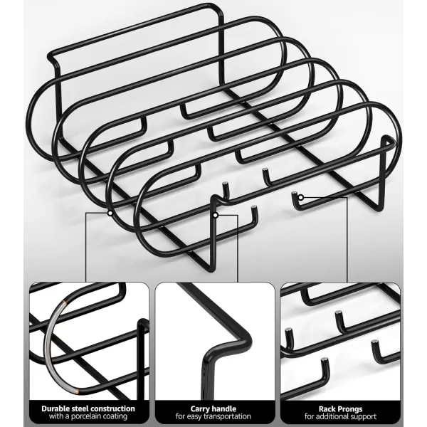 imageSorbus NonStick Rib Rack  Porcelain Coated Steel Roasting Stand  Holds 4 Rib Racks for Grilling ampamp Barbecuing  Perfect BBQ Accessories for Smoker and Grill  Durable and Convenient Design BlackBlack