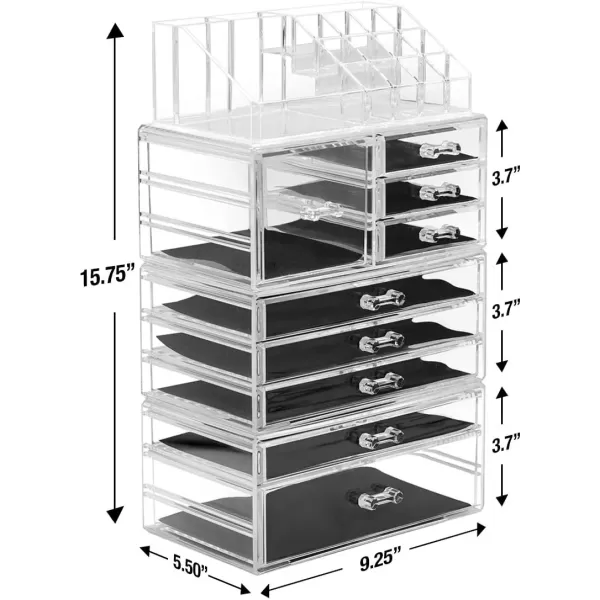 imageSorbus Stackable Acrylic Drawers  1 Clear Storage Drawers for Organizing Make up Palettes Nail Hair Accessories Cosmetics ampamp Beauty Supplies  1175quotW Makeup Organizer for Vanity Bathroom Organizer4piece