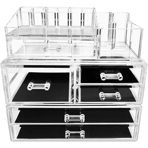imageSorbus Stackable Acrylic Drawers  1 Clear Storage Drawers for Organizing Make up Palettes Nail Hair Accessories Cosmetics ampamp Beauty Supplies  1175quotW Makeup Organizer for Vanity Bathroom Organizer3piece Top Set