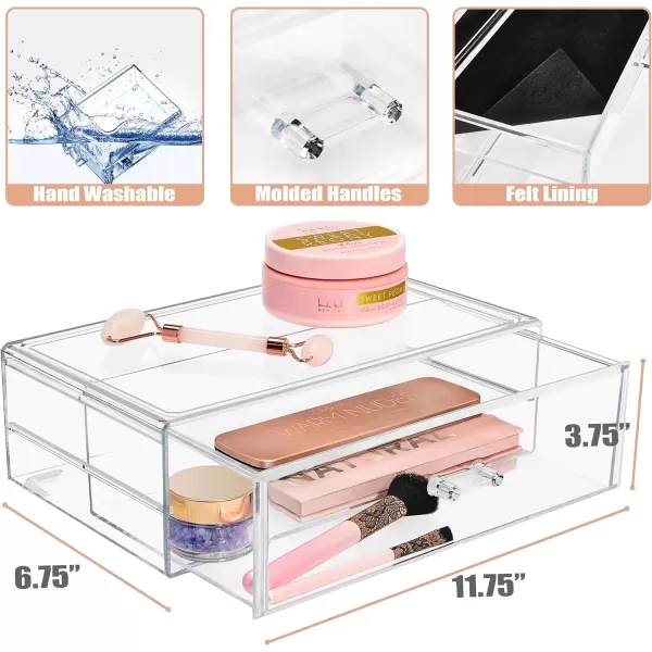 imageSorbus Stackable Acrylic Drawers  1 Clear Storage Drawers for Organizing Make up Palettes Nail Hair Accessories Cosmetics ampamp Beauty Supplies  1175quotW Makeup Organizer for Vanity Bathroom Organizer1 Drawer