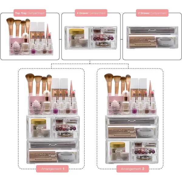 imageSorbus Stackable Acrylic Drawers  1 Clear Storage Drawers for Organizing Make up Palettes Nail Hair Accessories Cosmetics ampamp Beauty Supplies  1175quotW Makeup Organizer for Vanity Bathroom OrganizerModular Case