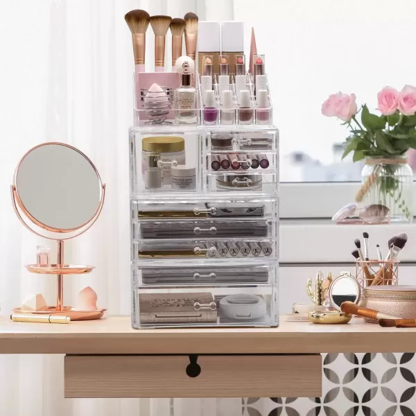 imageSorbus Stackable Acrylic Drawers  1 Clear Storage Drawers for Organizing Make up Palettes Nail Hair Accessories Cosmetics ampamp Beauty Supplies  1175quotW Makeup Organizer for Vanity Bathroom Organizer4piece