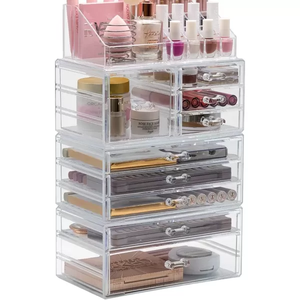 imageSorbus Stackable Acrylic Drawers  1 Clear Storage Drawers for Organizing Make up Palettes Nail Hair Accessories Cosmetics ampamp Beauty Supplies  1175quotW Makeup Organizer for Vanity Bathroom Organizer4piece
