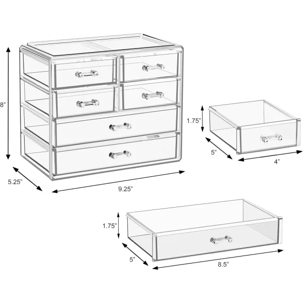 imageSorbus Stackable Acrylic Drawers  1 Clear Storage Drawers for Organizing Make up Palettes Nail Hair Accessories Cosmetics ampamp Beauty Supplies  1175quotW Makeup Organizer for Vanity Bathroom OrganizerClassic