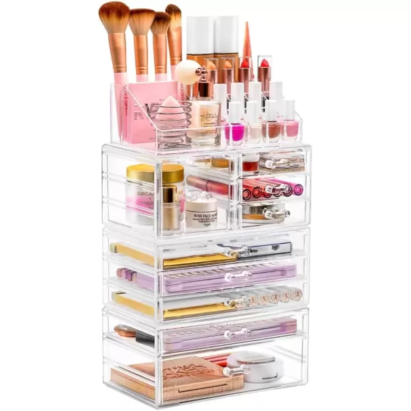 imageSorbus Stackable Acrylic Drawers  1 Clear Storage Drawers for Organizing Make up Palettes Nail Hair Accessories Cosmetics ampamp Beauty Supplies  1175quotW Makeup Organizer for Vanity Bathroom Organizer4piece