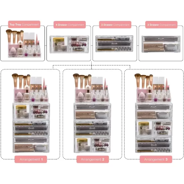 imageSorbus Stackable Acrylic Drawers  1 Clear Storage Drawers for Organizing Make up Palettes Nail Hair Accessories Cosmetics ampamp Beauty Supplies  1175quotW Makeup Organizer for Vanity Bathroom Organizer4piece