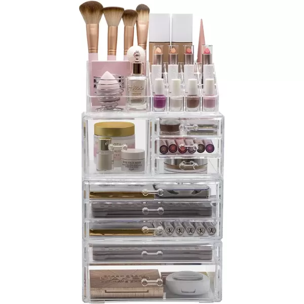 imageSorbus Stackable Acrylic Drawers  1 Clear Storage Drawers for Organizing Make up Palettes Nail Hair Accessories Cosmetics ampamp Beauty Supplies  1175quotW Makeup Organizer for Vanity Bathroom Organizer4piece