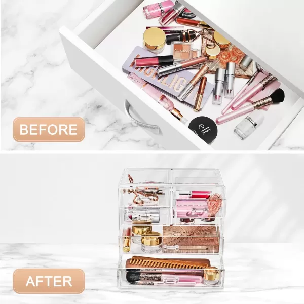 imageSorbus Stackable Acrylic Drawers  1 Clear Storage Drawers for Organizing Make up Palettes Nail Hair Accessories Cosmetics ampamp Beauty Supplies  1175quotW Makeup Organizer for Vanity Bathroom OrganizerClassic