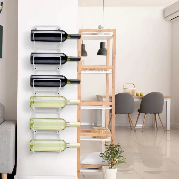 imageSorbus Towel Rack Wall Mount  6 Compartments of White Metal Towel Holder for Bathroom Decor Sets Organizer for Linens Gym Rv Door Cabinet  Wine Rack Wall Mounted for Kitchen Bar Wine CellarWhite