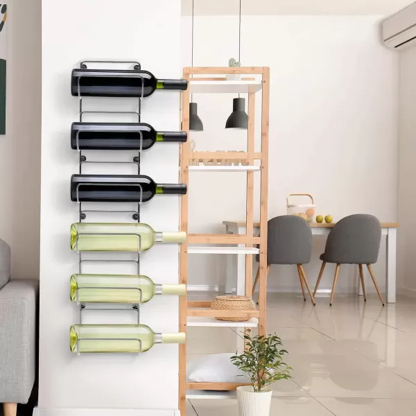 imageSorbus Towel Rack Wall Mount  6 Compartments of White Metal Towel Holder for Bathroom Decor Sets Organizer for Linens Gym Rv Door Cabinet  Wine Rack Wall Mounted for Kitchen Bar Wine CellarSilver