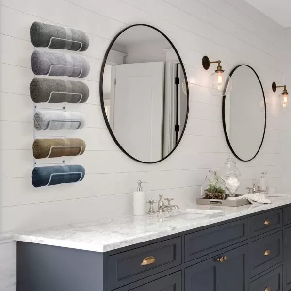 imageSorbus Towel Rack Wall Mount  6 Compartments of White Metal Towel Holder for Bathroom Decor Sets Organizer for Linens Gym Rv Door Cabinet  Wine Rack Wall Mounted for Kitchen Bar Wine CellarWhite