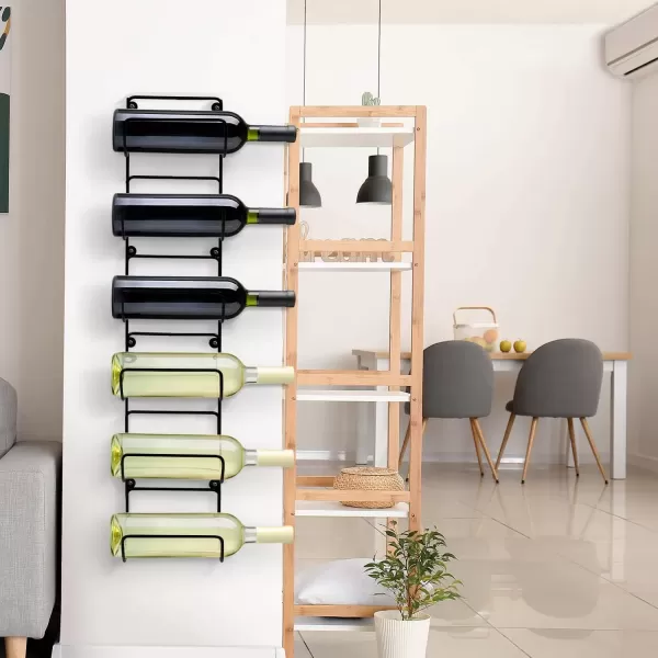 imageSorbus Towel Rack Wall Mount  6 Compartments of White Metal Towel Holder for Bathroom Decor Sets Organizer for Linens Gym Rv Door Cabinet  Wine Rack Wall Mounted for Kitchen Bar Wine CellarBlack