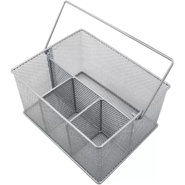imageSorbus Utensil Caddy  Silverware Napkin Holder and Condiment Organizer  MultiPurpose Steel Mesh CaddyIdeal for Kitchen Dining Entertaining Tailgating Picnics and much more SilverSilver
