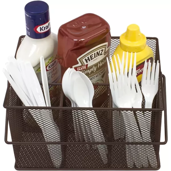 imageSorbus Utensil Caddy  Silverware Napkin Holder and Condiment Organizer  MultiPurpose Steel Mesh CaddyIdeal for Kitchen Dining Entertaining Tailgating Picnics and much more SilverBrown