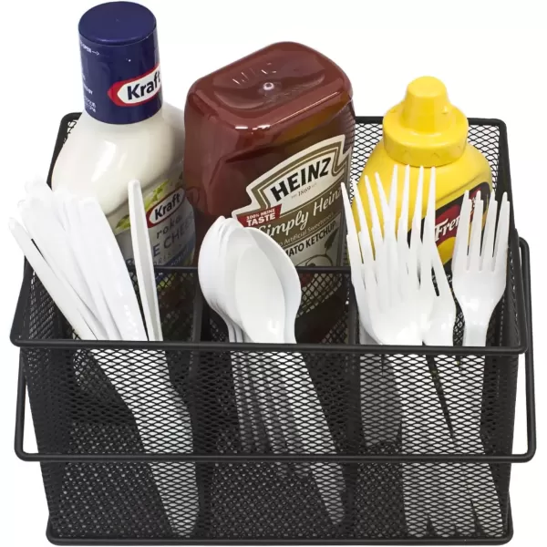 imageSorbus Utensil Caddy  Silverware Napkin Holder and Condiment Organizer  MultiPurpose Steel Mesh CaddyIdeal for Kitchen Dining Entertaining Tailgating Picnics and much more SilverBlack
