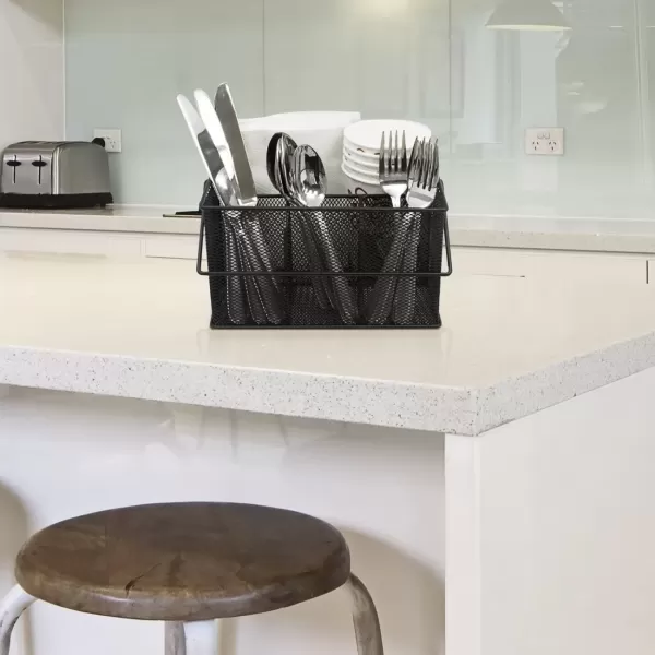 imageSorbus Utensil Caddy  Silverware Napkin Holder and Condiment Organizer  MultiPurpose Steel Mesh CaddyIdeal for Kitchen Dining Entertaining Tailgating Picnics and much more SilverBlack