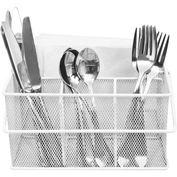 imageSorbus Utensil Caddy  Silverware Napkin Holder and Condiment Organizer  MultiPurpose Steel Mesh CaddyIdeal for Kitchen Dining Entertaining Tailgating Picnics and much more SilverWhite