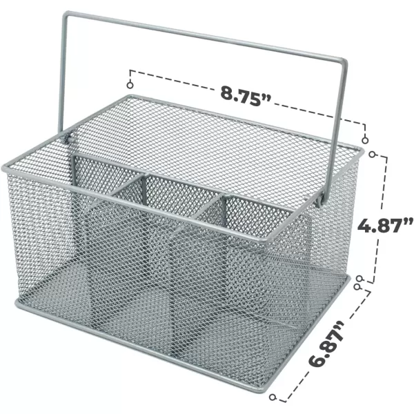 imageSorbus Utensil Caddy  Silverware Napkin Holder and Condiment Organizer  MultiPurpose Steel Mesh CaddyIdeal for Kitchen Dining Entertaining Tailgating Picnics and much more SilverSilver