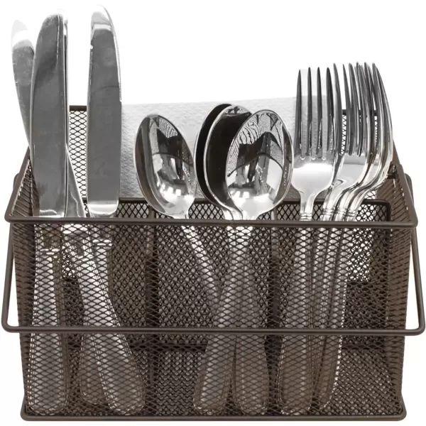 imageSorbus Utensil Caddy  Silverware Napkin Holder and Condiment Organizer  MultiPurpose Steel Mesh CaddyIdeal for Kitchen Dining Entertaining Tailgating Picnics and much more SilverBrown