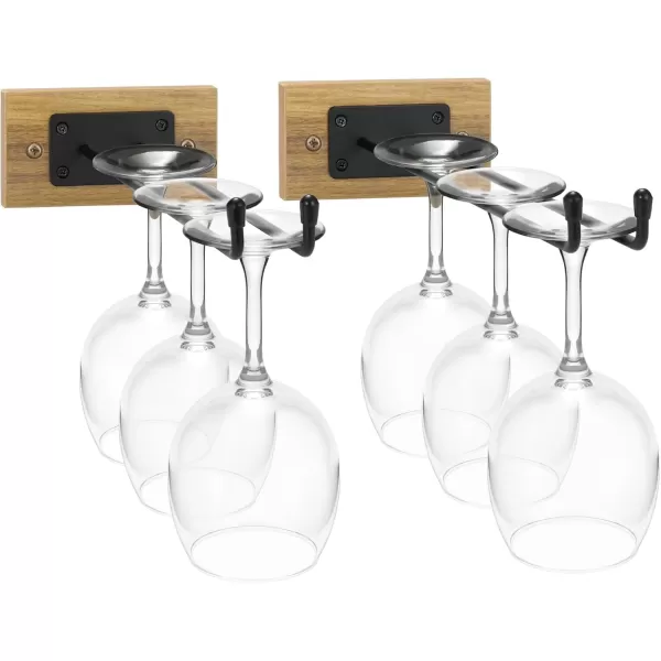 imageSorbus Wall Mounted Wine Rack  Stemware Rack Set  Wire ampamp Wood Wine Rack Wall Mounted for Bottles Liquor Champagne Wine Glasses Champagne Glasses for Home BarMahogany
