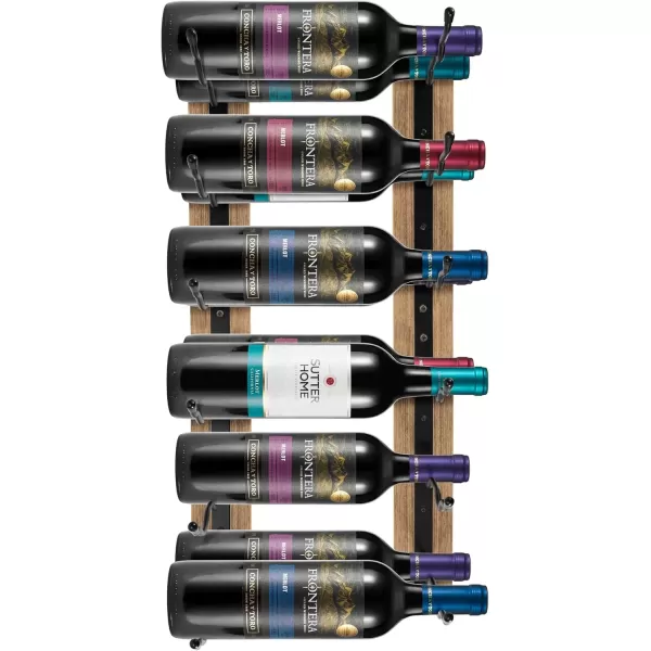 imageSorbus Wall Mounted Wine Rack  Stemware Rack Set  Wire ampamp Wood Wine Rack Wall Mounted for Bottles Liquor Champagne Wine Glasses Champagne Glasses for Home BarMahogany