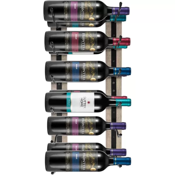imageSorbus Wall Mounted Wine Rack  Stemware Rack Set  Wire ampamp Wood Wine Rack Wall Mounted for Bottles Liquor Champagne Wine Glasses Champagne Glasses for Home BarGrey
