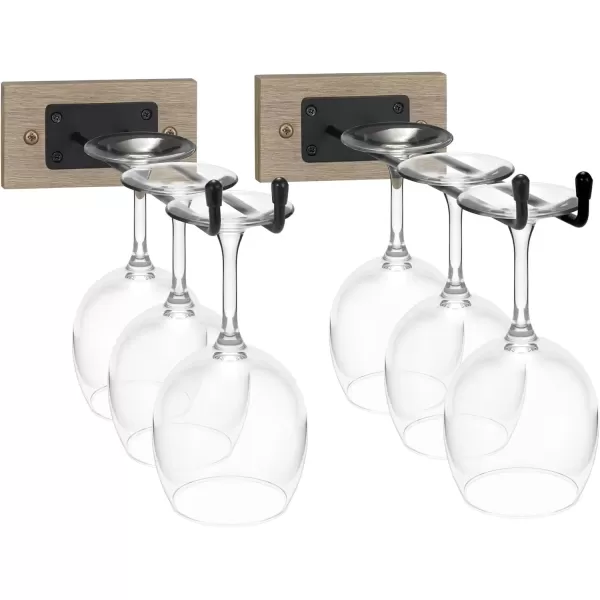 imageSorbus Wall Mounted Wine Rack  Stemware Rack Set  Wire ampamp Wood Wine Rack Wall Mounted for Bottles Liquor Champagne Wine Glasses Champagne Glasses for Home BarGrey