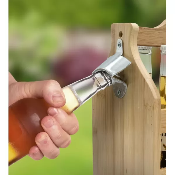 imageSorbus Wooden Bottle Caddy with Opener ampamp Sampler Boards 6Pack Drink Holder for Beer Soda Perfect for Bar Pub Restaurant Brew Fest Party and More Bamboo