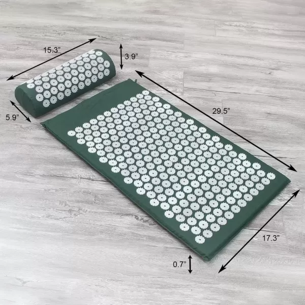 imageSivan Back and Neck Pain Relief Acupressure Mat and Pillow Set Chronic Back Pain Treatment  Relieves Your Stress of Lower Upper Back and Sciatic Pain  GreenGreen