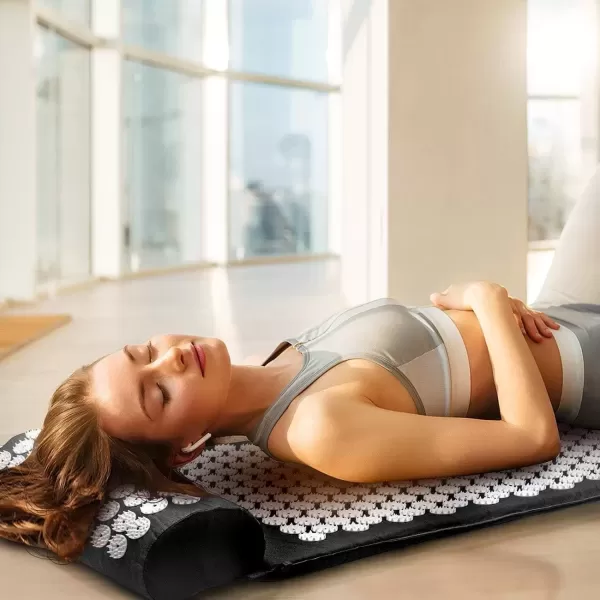 imageSivan Back and Neck Pain Relief Acupressure Mat and Pillow Set Chronic Back Pain Treatment  Relieves Your Stress of Lower Upper Back and Sciatic Pain  GreenBlack