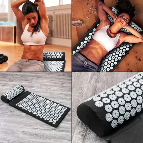 imageSivan Back and Neck Pain Relief Acupressure Mat and Pillow Set Chronic Back Pain Treatment  Relieves Your Stress of Lower Upper Back and Sciatic Pain  GreenBlack
