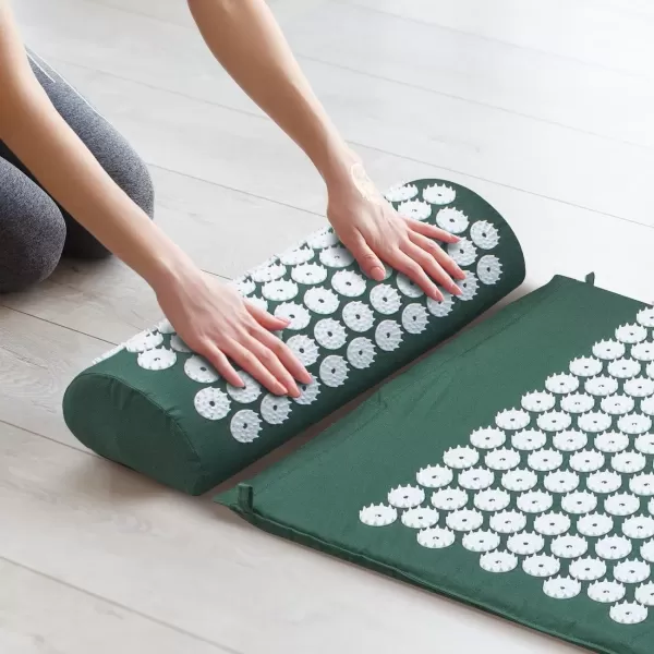 imageSivan Back and Neck Pain Relief Acupressure Mat and Pillow Set Chronic Back Pain Treatment  Relieves Your Stress of Lower Upper Back and Sciatic Pain  GreenGreen