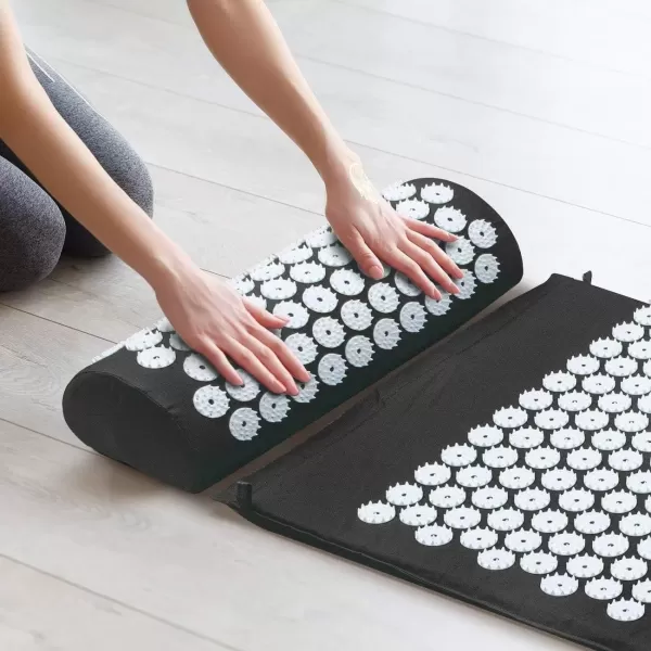 imageSivan Back and Neck Pain Relief Acupressure Mat and Pillow Set Chronic Back Pain Treatment  Relieves Your Stress of Lower Upper Back and Sciatic Pain  GreenBlack