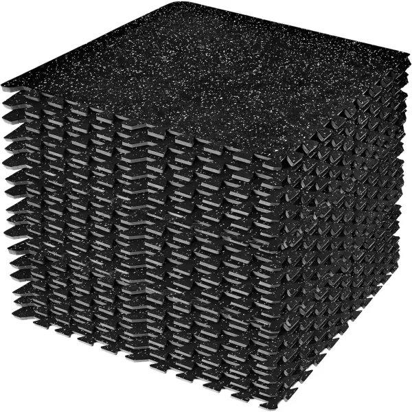 imageSivan Fitness 12quot Thick Rubber Top HighDensity EVA Foam Gym Flooring for Home Gym  48 Sq Ft Exercise Mat Tiles for Workout Yoga MMA Heavy Exercise Equipment Mat  12 Interlocking Gym Floor MatBlack