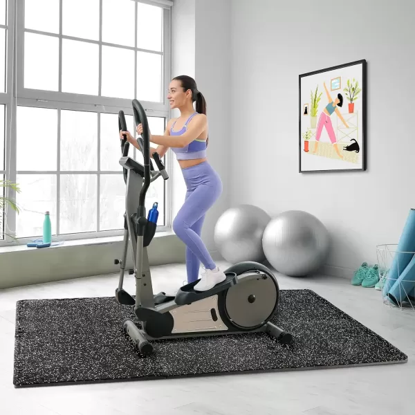 imageSivan Fitness 12quot Thick Rubber Top HighDensity EVA Foam Gym Flooring for Home Gym  48 Sq Ft Exercise Mat Tiles for Workout Yoga MMA Heavy Exercise Equipment Mat  12 Interlocking Gym Floor MatBlue